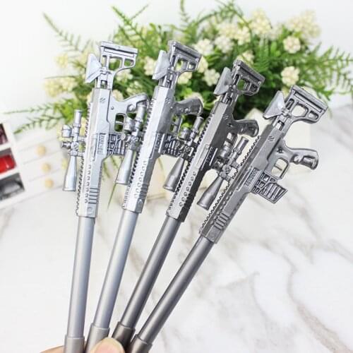 2PC Creative Personality Stationery Sniper Rifle Style Gel Pen Absolutely Ground Begging Give Birth Eat Chicken Gun Sign Pen