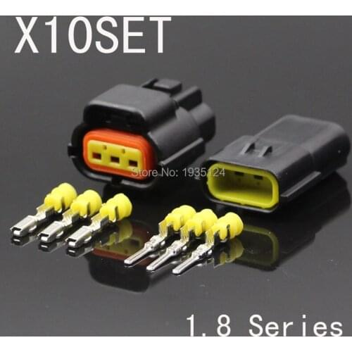 10set 3 Pin 174359-2 174357-2 Female Male Way Waterproof Wire Connector Plug Car Auto Sealed Car Truck Denso Connectors