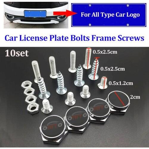 10sets Car Accessory License Plate Frames Tag Cap Screw Caps Nuts for Citroen Chevrolet Fiat Rover Suzuki