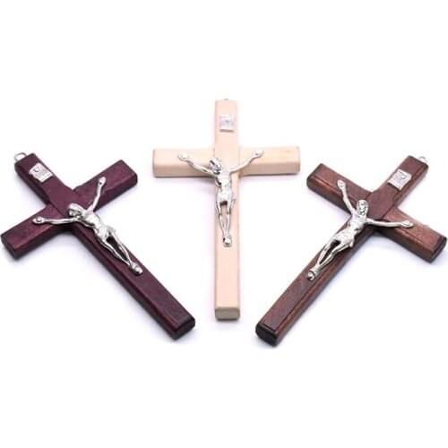 5x Wooden Christ Jesus Cross Suffering Statue Religious Prayer Crucifix Pendant QX2E