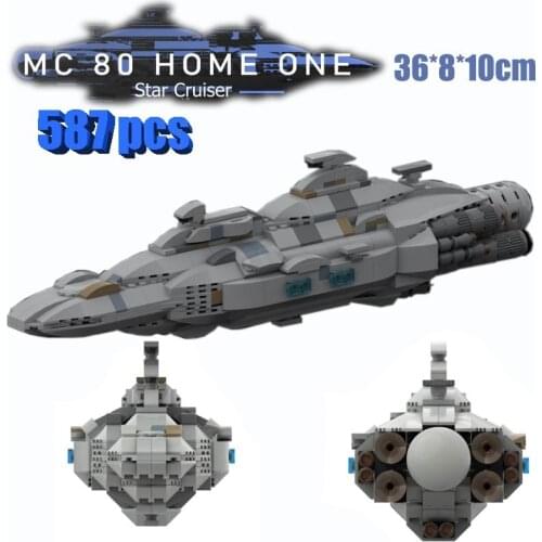 New 587PCS Movie Star Space Wars Mon Calamari MC80 Home One type Star Cruiser Aircraft Model Building Block Bricks Kid Toys Gift