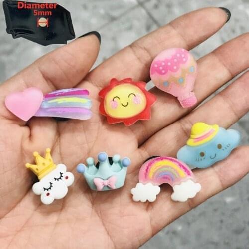7PCS Resin Cute Cartoon Fridge Magnetic Sticker Heart Rainbow Hot Air Balloon Cloud Crown Sun Refrigerator Magnet Stationery Toy
