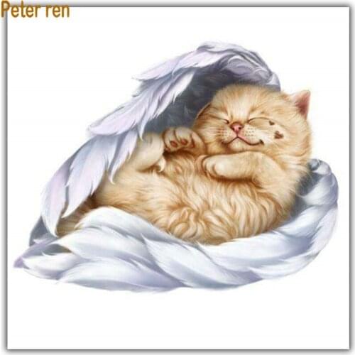 Diamond painting animal cross stitch kitten 5d Square\Round diamond mosaic Rhinestone craft Full Diamond embroidery Sleeping cat