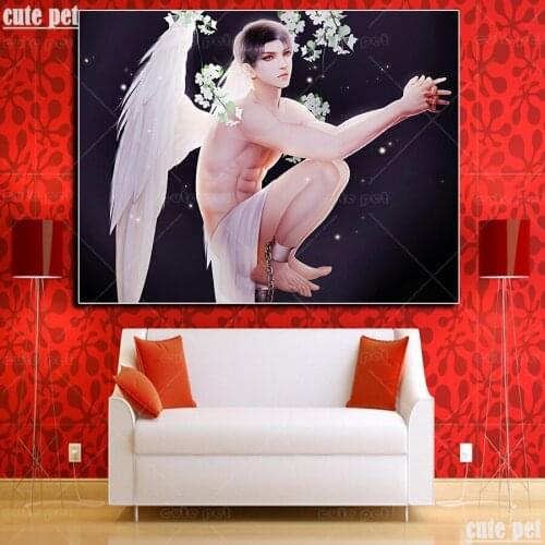 DIY handmade diamond cross stitch Angel man Mosaic rhinestone pictures Cartoon anime Diamond Embroidery decoration salon puzzle