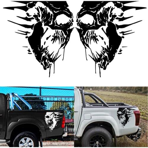 2PCS Dodge ram Chevrolet ford raptor Toyota hilux car vinyl stickers terrorist skull tailgate truck bed decals car accessories