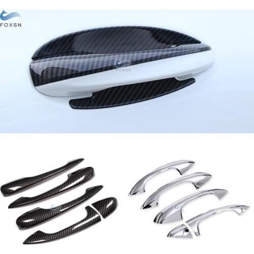 For Mercedes Benz C E GLC Class W205 W213 X253 2017 2018 Car Carbon texture Exterior Door Handle Pull / Door Bowl Cover Trim