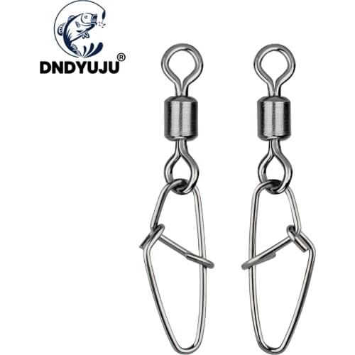 DNDYUJU 50pcs 6#-14# Fishing Connector Pin Bearing Rolling Steel Snap Fishhook Lure Fishing Hook Accessories American Conversion