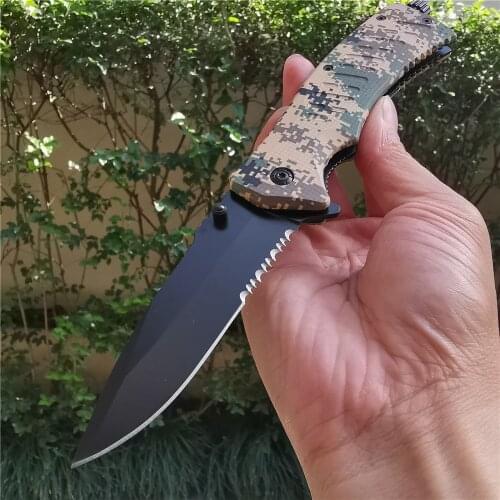 Camouflage Folding Knife with Clip Pocket Knives Steel Stainless for Camping Hunting Survival Outdoor Activities Mens Gift