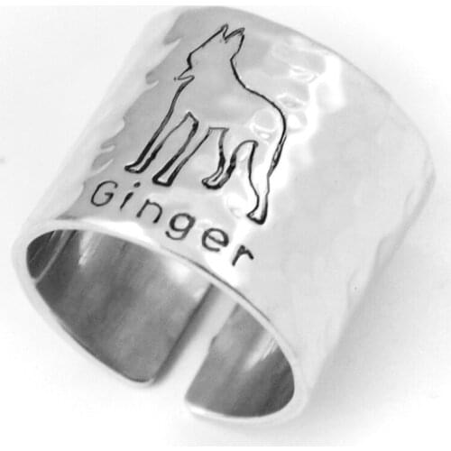 Belgian Malinois Name Ring, Personalized Hammered Belgian Malinois Ring, Pet Memorial Ring Pet Lover Gift, Pet Loss Gift