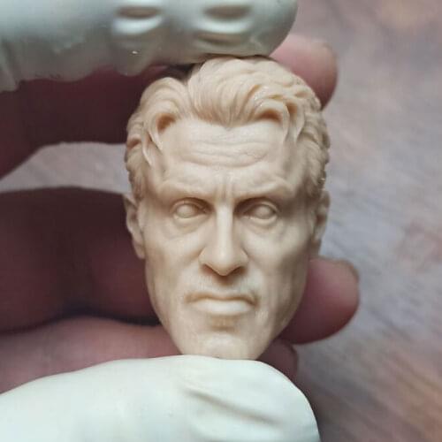 Hot Sales 1/6th Male Stallones Not Afraid Of Death Head Sculpture Unpainted White Color For 12inch DIY Figures