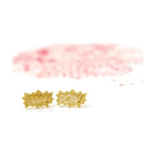 Fashion "BAM" "POW" stud earrings, onomatopoetic words explosion sound stud earrings