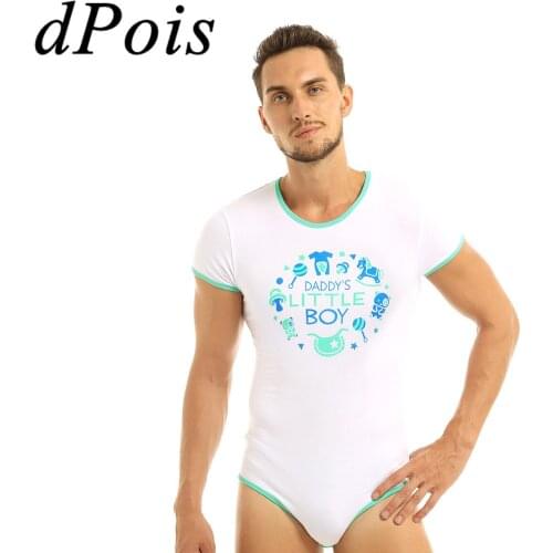 DPOIS Men High Cut Thong Leotard Bodysuit Male Gay Sexy Catsuit One-piece Romper Pajamas Adult Baby Role-playing Games Costume
