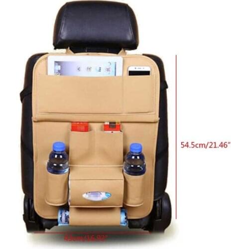 N84F Car Seat Back Organizer Pu Leather Pad Bag Foldable Table Tray Organizer Bags Phone Storage Pocket Travel Storage Bag