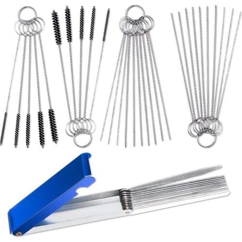 Set of 3 Carburetor Carbon Jet Cleaner, 13 Wire Torch Tip Cleaner Tool and 2 pcs of 10 Needles 5 Brushes Cleaning Tool Kit for A