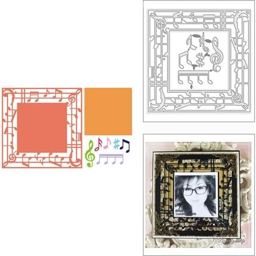 2021 New Music Note On The Square Metal Cutting Dies for DIY Scrapbooking Decor and Card Making Paper Craft Embossing No Stamps