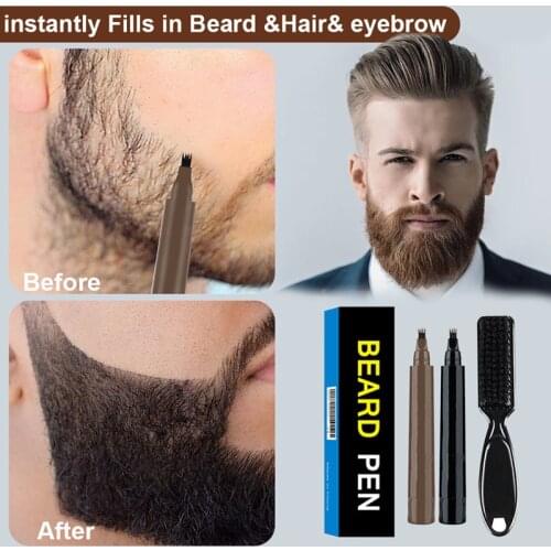New Hot sale Beard Pen Beard Filler Pencil And Brush Beard Enhancer Waterproof Moustache Coloring Shaping Tools Hair Pencil