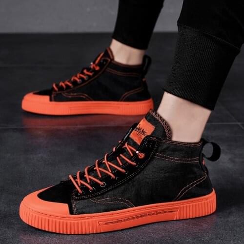 Punk Shoes Men High Top Trainers Men Canvas Shoes Male White Sneakers Casual Flat Shoes Men Sapato Fashion Stylish Sneakers