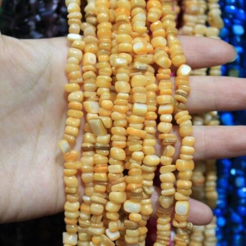 Wholesale Natural Gravel Irregular Square Dye light yellow Shell 5-7mm Beads Stone For Jewelry Making DIY Bracelet Necklace 34