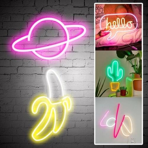 13 to 18inch Large LED Neon Sign with Transparent Acrylic Back Panel Decoration For Home Party Bar Gift for Kids Lover 5V USB