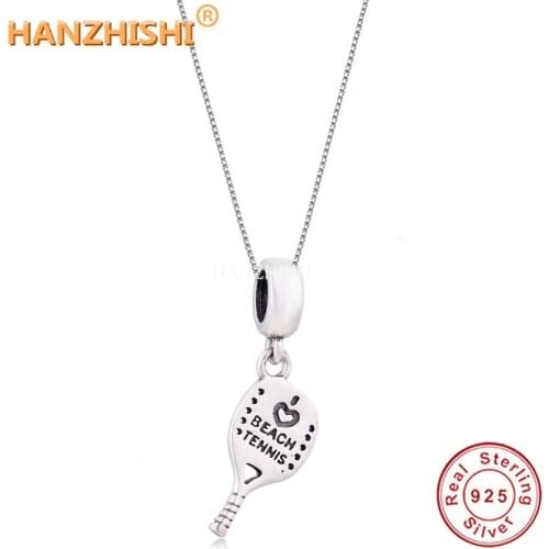 Racket Necklace 925 Sterling Silver Beach Tennis Pendant Box Necklace Fine Jewellery Gift for Women Girl Boy Child Mother Father