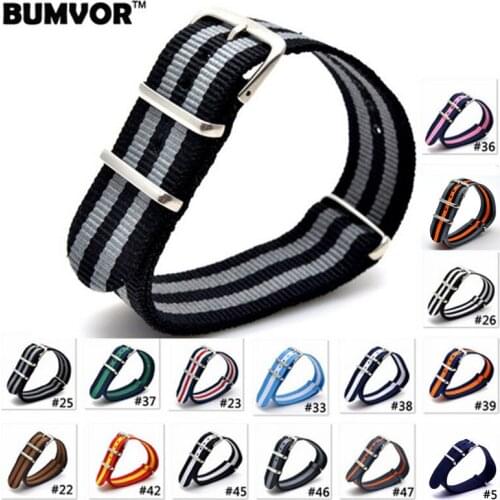 10PCS 2019 style Nato Strap Watchband Silver Buckle Army Military Nylon Watch Band Bracelet For Watch Bracelet 16 18 20 22 24 MM