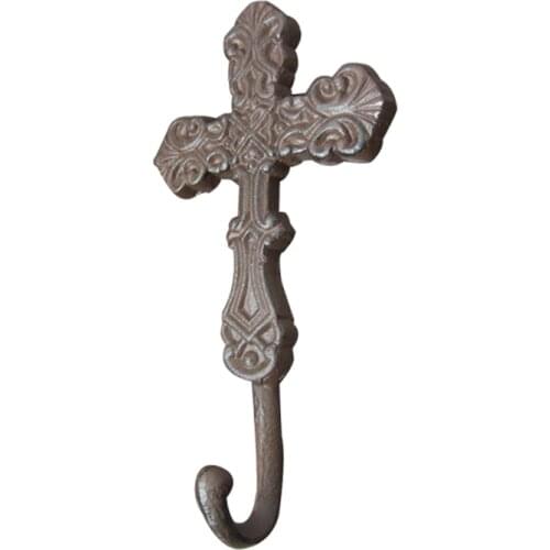 Antique Rust Finish Cross Shaped Cast Iron Wall Hook