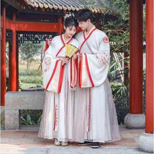 Luxury Hanfu Couples Oversized Chinese Tradition Clothing Adult Cosplay Costume Hanfu Dress White For Men&Women Plus Size