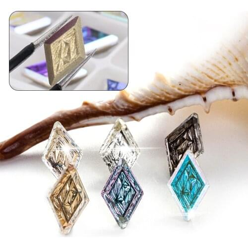 Flatback Glue On Rhinestones New Design Golden Bottom Nail Stones Rhombus Shape Nail Art Beads Glass nails accesorios 네일스톤