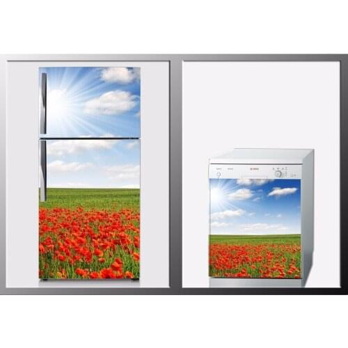 3D Sunshine Flower Field SelfAdhesive Refrigerator Dishwasher Door Sticker Wallpaper wall sticker Kitchen wallpaper Poster