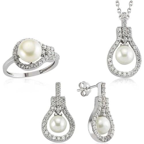 Silverlina Silver Pearl Drop Women 'S Set