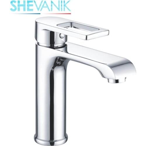 SHEVANIK basin mixer, Basin faucet with nut, brass faucet for hot and cold water tap sink, economical brass faucet on the sink in the bathroom S9301