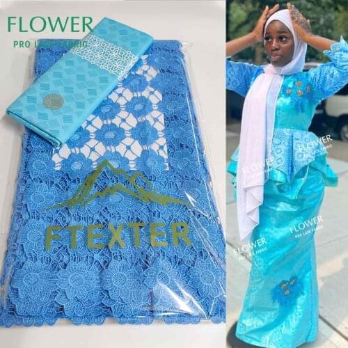 Blue 100% Egyptian Cotton Lace Unique Design Embroidery Swiss Voile Lace Fabric Dubai Dry Lace For Women Bazin Riche Lace Fabric