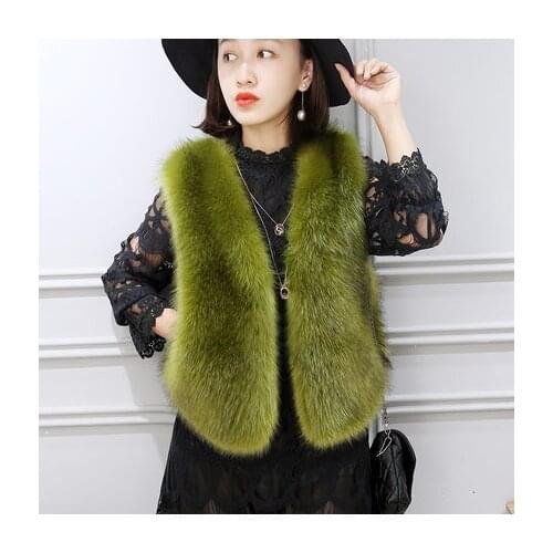 Top brand shipping New Free Faux Fox Fur Slim Vest high quality