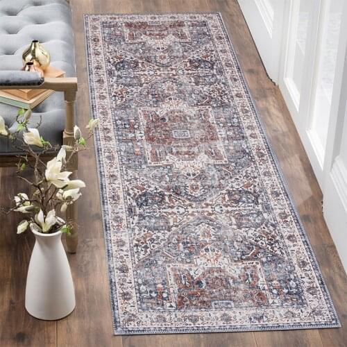 Vintage American Style Carpet for Living Room Home Hallway Long Rug Decor Chenille Persian Bedroom Carpet Retro Study Table Mat