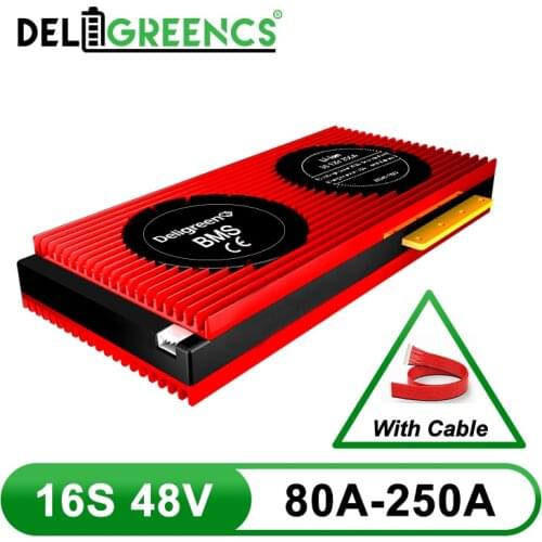 Deligreen 16S 48V battery protection board 80A 100A 150A 200A BMS for 18650 cell E-bike rated 3.2V lifepo4 Battery Pack