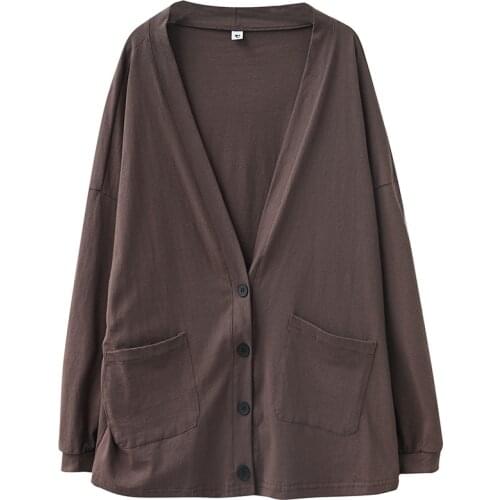 Cardigans Women Pure Color Knitted V-neck Female Clothes Autumn New Korean Style Loose Slim Casual Literary Women Top