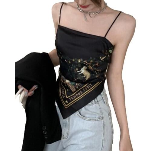 New Sexy Vest Suspender Cool Comfortable Slim Tops Ladies Back Lace Up Square Scarf Sling Blouse for Going Out