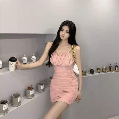 Real Shot 2020 New Fashion Womens Design Sense Sexy Tube Top Waist Sweet Bag Hip Sling Dress