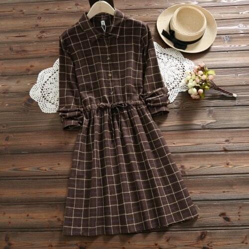 Spring autumn 5 colors women long sleeve plaid dress 2018 new arrival vintage ladies dresses