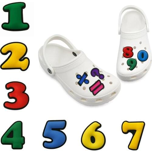 1pc Number Arithmetic Symbols PVC Shoe Charms Accessories Free Combination Digital Shoe Decorations Bracelets Kids Gift