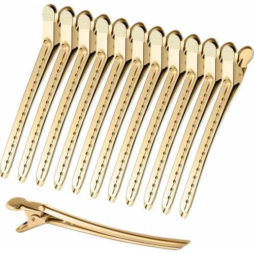 10Pcs/Set Crocodile Leather Duck Bill Rust-Proof Metal Hair Clips With Holes For Curly Hair Hairdressing Salon Hairpins Barrette