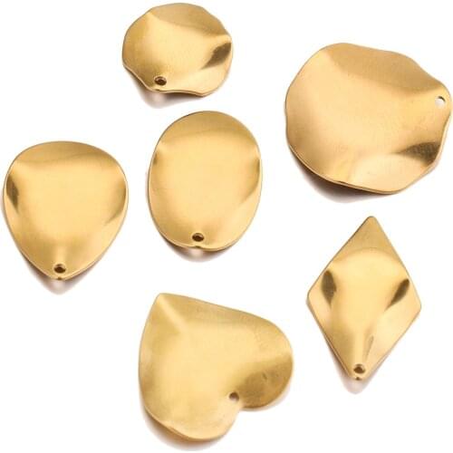 10PCS Stainless Steel Gold Distortion Uneven Round Earring Charms DIY Dangle Earring Pendants for Gold Earrings Supplies
