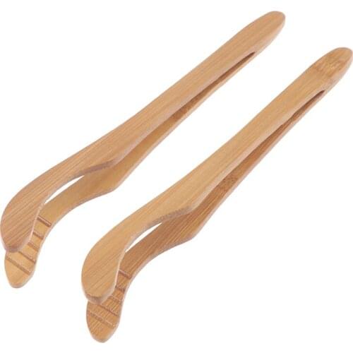 2Pcs Wood Toast Tong Wooden Toaster Bagel Bacon Squeezer Sugar Ice Tea Tongs 18CM Bamboo Teaware Tea Clips