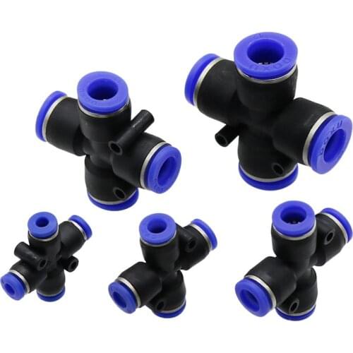 Garden Water Supply 4/6/8/10/12mm 4-way Slip-lock Quick Connector Irrigation Water Pipe Hose Tube Joint Pneumatic Fittings 10Pcs
