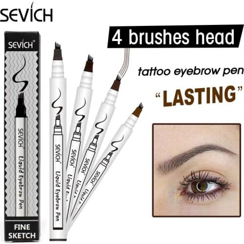 4 Colors Microblading Eyebrow Tattoo Pen Fine Sketch Liquid Eyebrow Pen Waterproof Tattoo Durable Eye Brow Pencil Smudge-proof