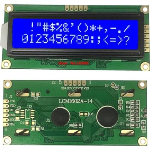5.0v 1602 16x2 Character LCD Display Module HD44780 Controller Blue Blacklight 16*2 LCD Display SPI Serial IIC I2C Interface