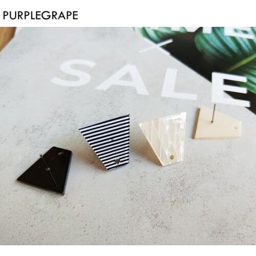 6pcs Acrylic Ear Pin Diy Earrings Jewelry Accessories Material Geometry Perforated Pendant Fashion Retro