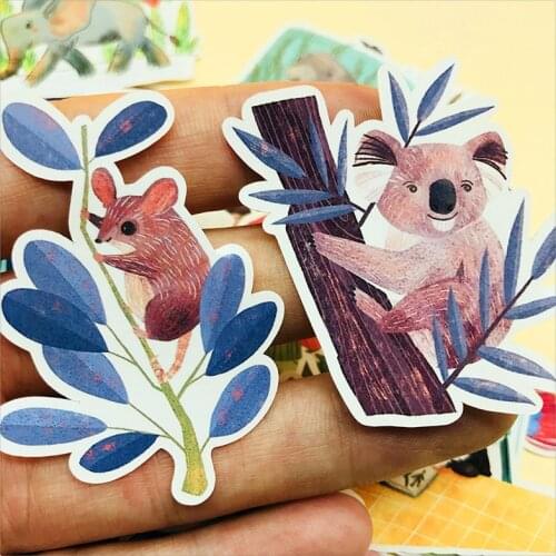 Watercolor hand-painted cute cartoon animal stickers city series DIY scrapbook album gift bag diary crafts decorative stickers