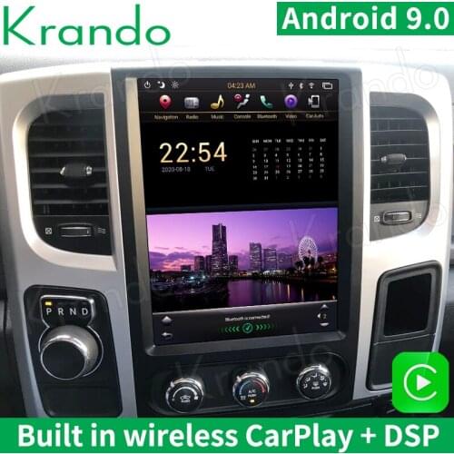 Krando Android 9.0 12.1” 4G 64G Tesla Style Car Radio GPS Navigation Player For Dodge RAM 2008-2012 Multimedia Player