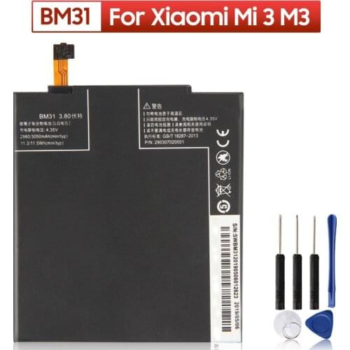 Original XIAOMI BM31 Replacement Battery For Xiaomi Mi 3 M3 Mi3 Authentic Phone Batteries 3050mAh